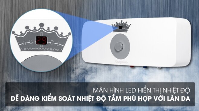 Bình nóng lạnh Kangaroo KG 73R2: Dung tích 22 lít, 2500W, giá 2,6 triệu đồng cho gia đình 3 người!