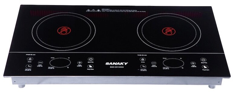 Bếp âm Sanaky SNK-201HGW có thể lắp âm, sang trọng và hiện đại với 2 vùng nấu giúp nấu 2 món ăn cùng 1 lúc.