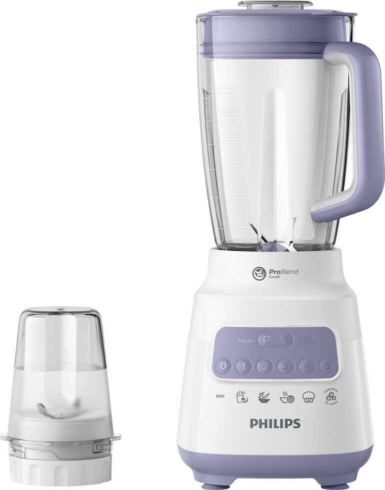 Máy xay sinh tố Philips hr2221/00 có gam màu tím nhạt kết hợp cùng màu trắng đã làm tôn lên vẻ đẹp sang trọng và trang nhã cho không gian sử dụng.