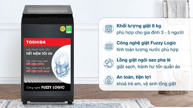 Giá máy giặt Toshiba 8kg AW-M905BV(MK) chỉ còn 4 triệu, lựa chọn 