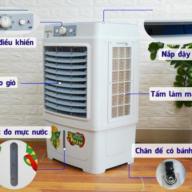 Trông về thiết kế quạt điều hòa Erito 50 lít EAC8000 quả rất giống quạt điều hòa Daikio nhưng giá thành rẻ hơn.