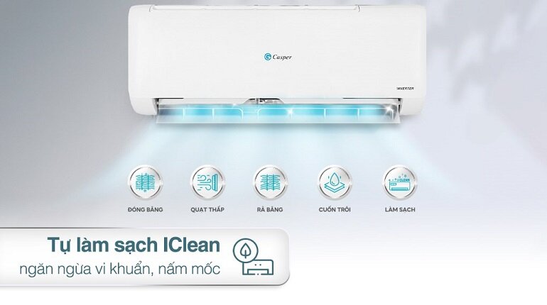 Điểm nổi bật của điều hòa Casper 9000 BTU TC-09IS35 đó là có chức năng tự làm sạch Iclean.