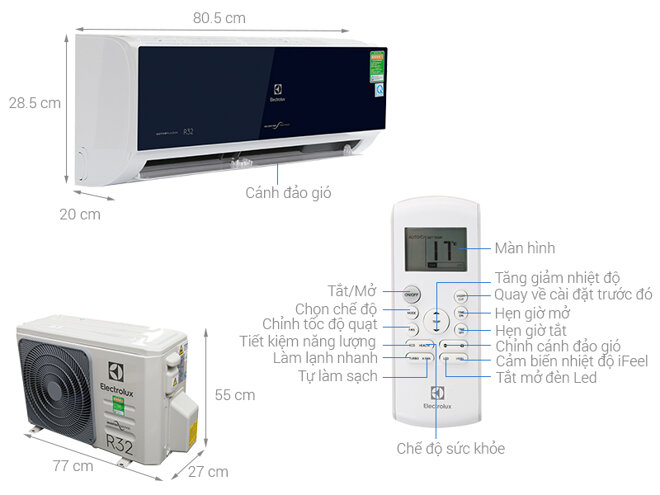 Điều hòa Electrolux ESV12CRO-D1 có thiết kế vô cùng sang trọng 