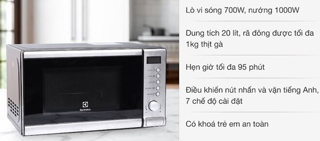 Lò vi sóng Electrolux EMS2027GX – Sự lựa chọn thông minh cho mọi nhà