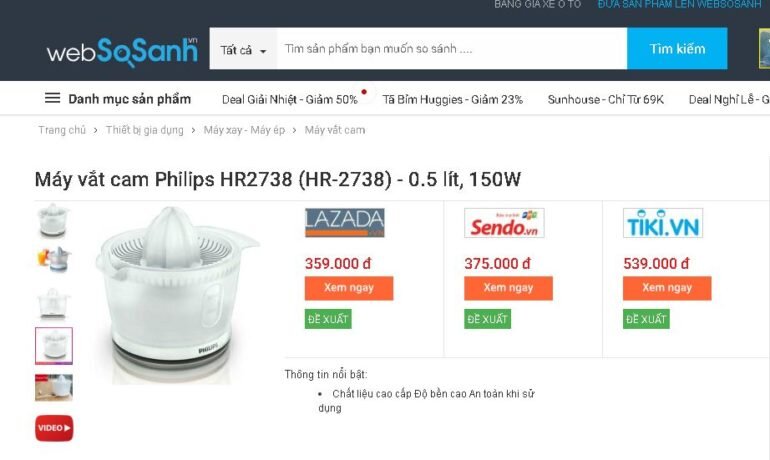 Máy vắt cam Philips HR2738 của Hà lan - Giá rẻ nhất 330.000 vnđ