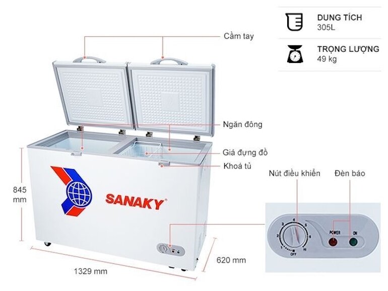 Tủ cấp đông Sanaky 305 lít VH-405A2