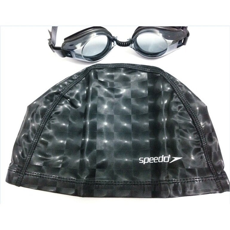 Mũ bơi vải 3D chống bí Speedo màu đen