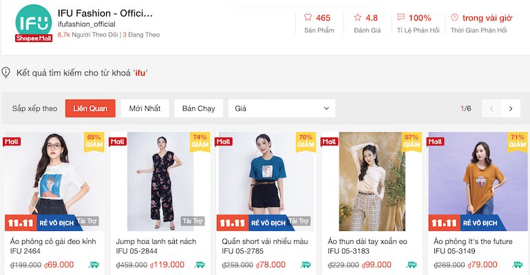 Shopee giảm 25% áp dụng khi mua sản phẩm của shop IFU chính hãng