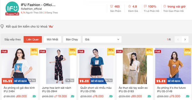 Shopee giảm 25% áp dụng khi mua sản phẩm của shop IFU chính hãng