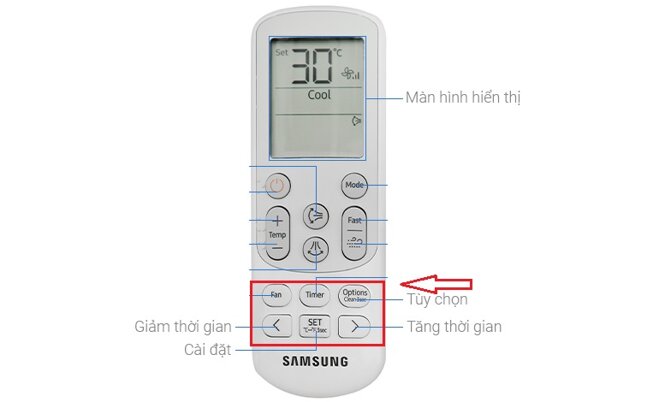 Cách sử dụng điều khiển điều hòa Samsung AR18CYFAAWKNSV cài đặt chế độ làm mát 