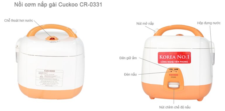 Nồi cơm điện Cuckoo CR-0331 sử dụng vô cùng đơn giản chỉ với nút gạt 2 chế độ nấu dễ dàng để điều chỉnh.