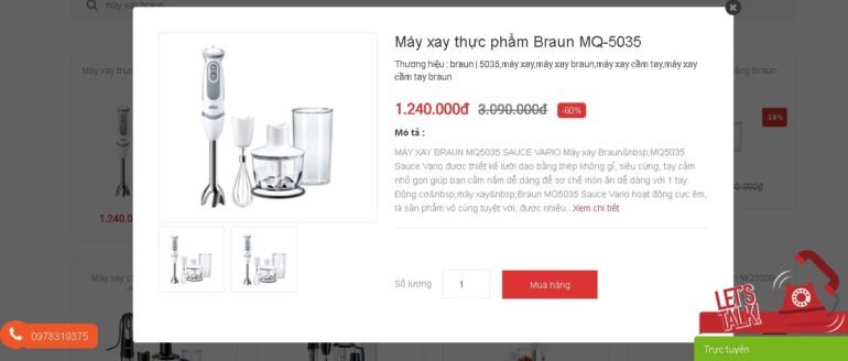 Máy xay thực phẩm Braun MQ-5035 giảm giá 60%