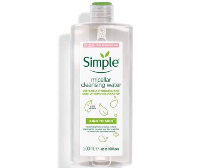 Student-priced makeup remover Simple Kind To Skin Cleansing Micellar Water