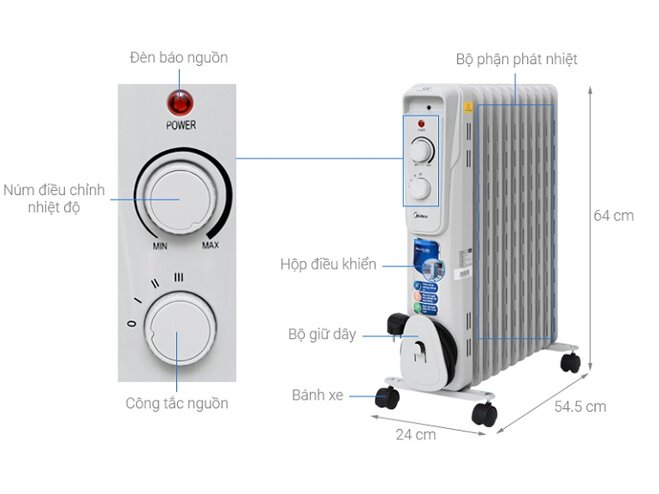 Quạt sưởi dầu Midea MH-O23-11A