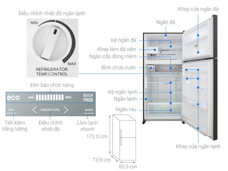 Cấu tạo tủ lạnh Toshiba