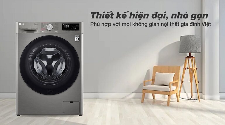 Máy giặt LG Inverter 10kg FV1410S4P có gam màu xám tối gian nhưng thanh lịch