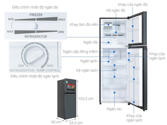 Tủ lạnh Toshiba Inverter 233 lít GR-RT303WE-PMV(52)