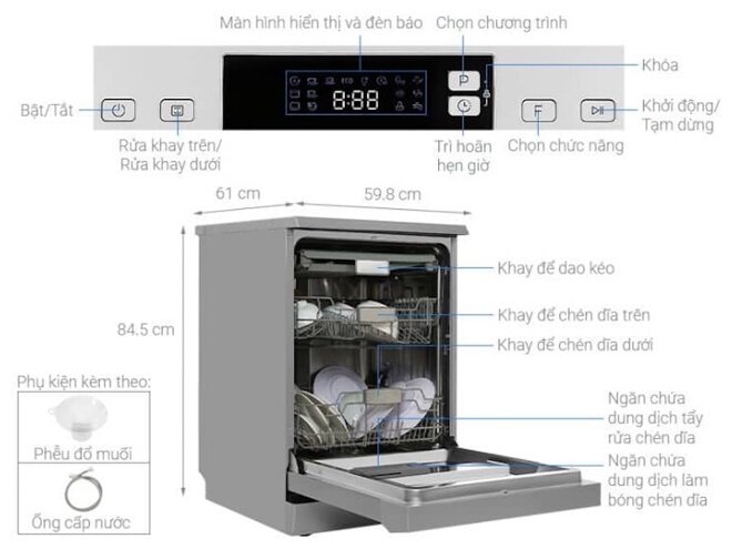 Đánh giá chi tiết Hafele HDW-F60E: Máy rửa bát độc lập đáng mua nhất năm 2024