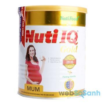 Nuti IQ Mum là sản phẩm sữa bột dành cho bà bầu khá tốt cho phụ nữ mang thai và cho con bú