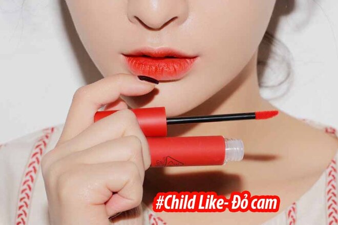 Son kem 3CE đỏ cam Velvet Lip Tint