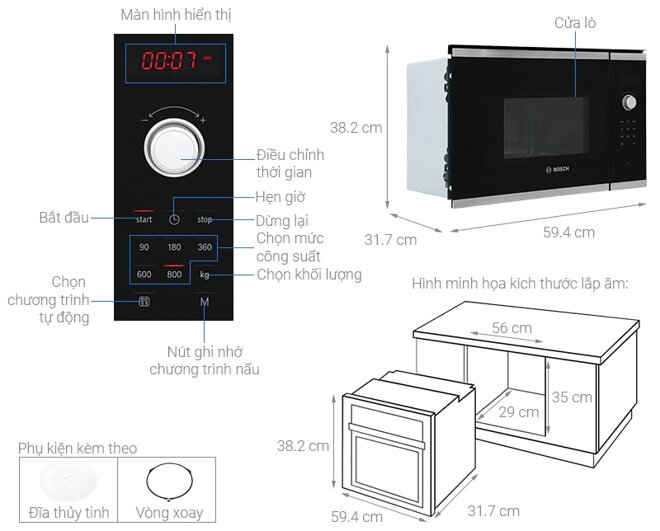 Review chi tiết lò vi sóng Serie 4 Bosch BFL523MS0B đánh thức tài năng bếp núc của bạn