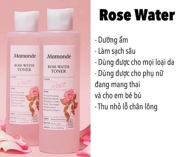 Nước hoa hồng Mamonde Rose Water Toner có khả năng cung cấp độ ẩm và cân bằng da