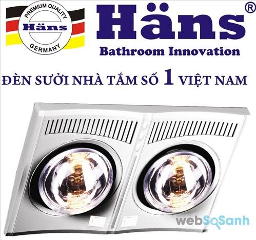 Đèn sưởi nhà tắm Hans 2 bóng giá rẻ: H2B610