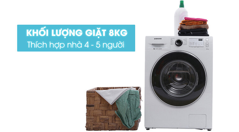 Máy giặt Samsung WW80J4233GW SV phù hợp cho gia đình 4 - 5 người
