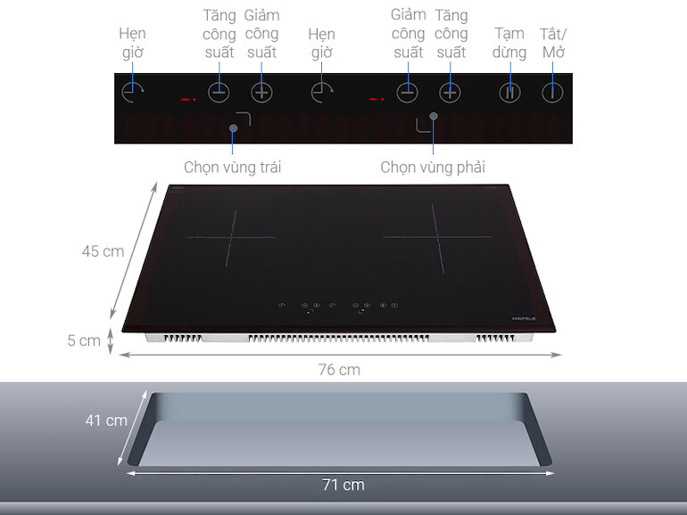 Bếp âm Hafele HC-IS772EA (535.02.222) với tổng công suất lên đến 4850W giúp nấu ăn nhanh chóng.