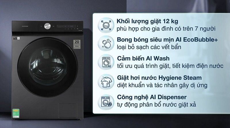 Máy giặt Samsung cửa ngang 12kg WW12CB944DGBSV