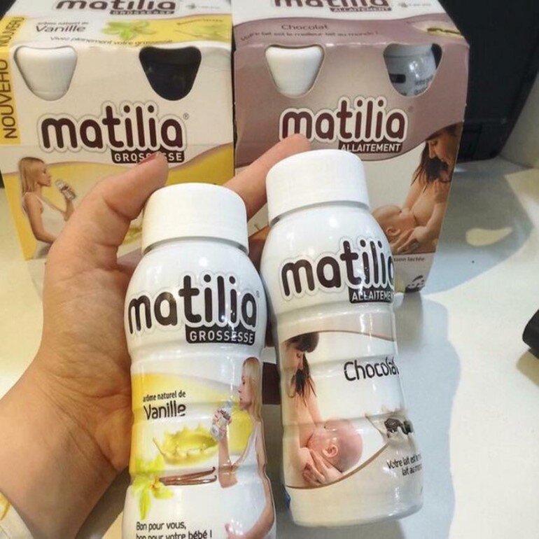 Sữa bầu Matilia được đóng chai và có nhiều vị dễ uống