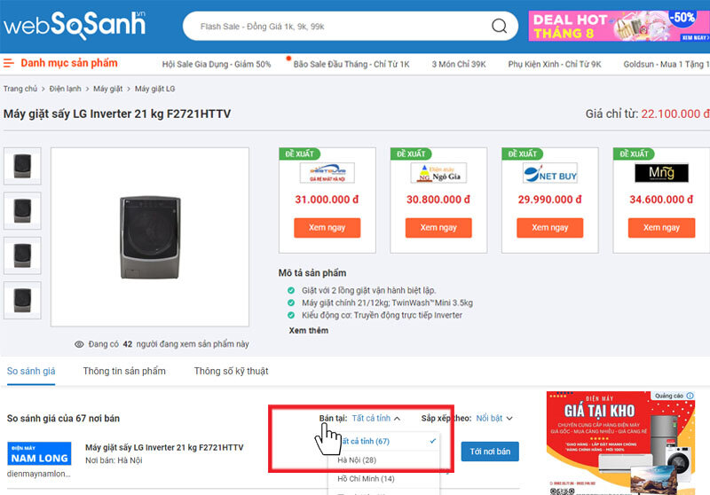 Mua hàng giá rẻ tại nơi bán gần nhất nhờ sử dụng Websosanh.vn