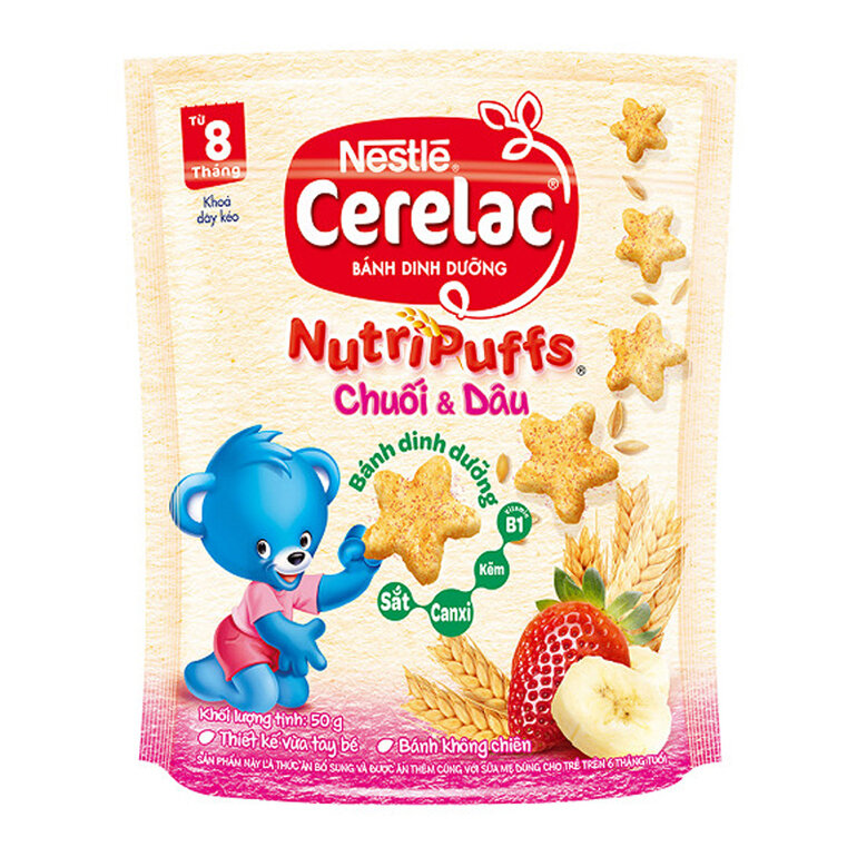 Bánh ăn dặm cho trẻ 8 tháng Nestlé Cerelac Nutripuffs