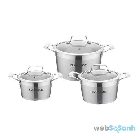 bộ nồi inox 5 lớp cao cấp Sunhouse