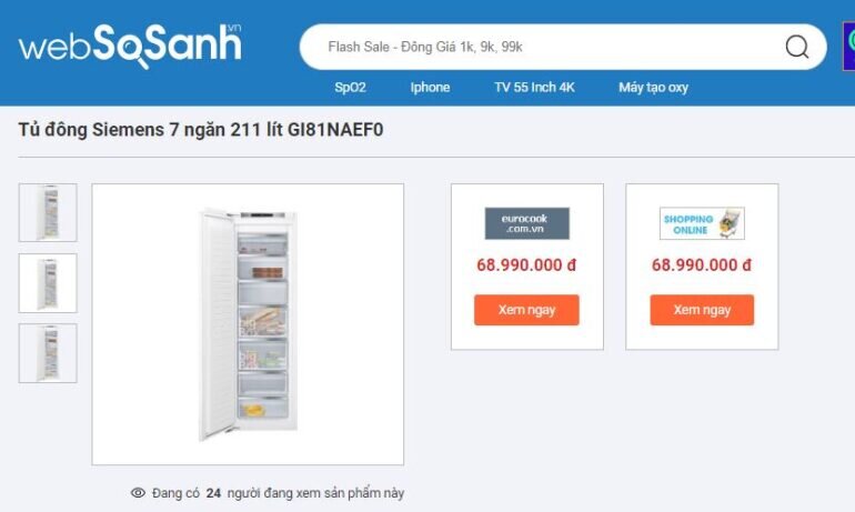 Mức giá tủ đông Siemens GI81NAEF0 hợp lý
