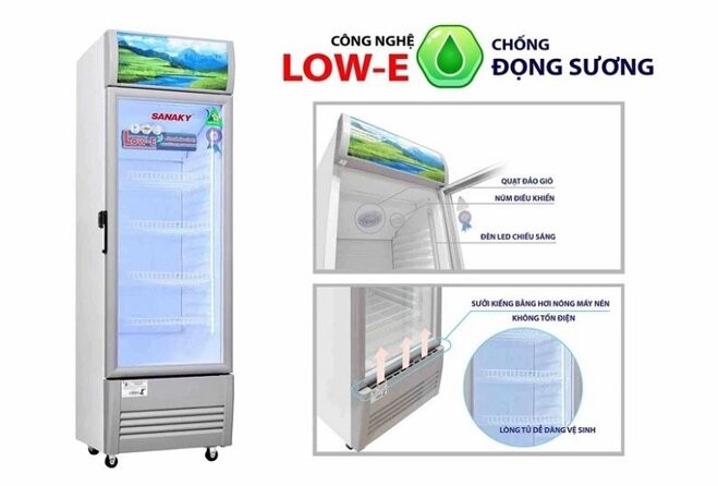 Công nghệ Low-E giúp mặt kính tủ mát Sanaky VH-3089K3 luôn trong suốt, không gây tình trạng đọng sương