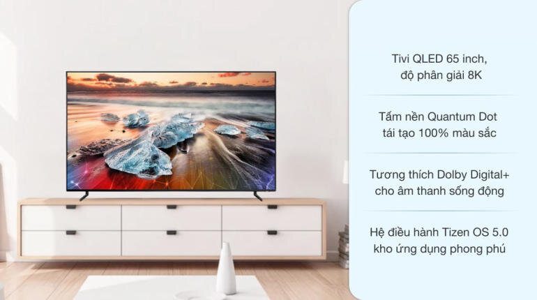 Chiếc smart Tivi QLED Samsung 8K 65 inch QA65Q900R được trang bị đến 33 triệu điểm ảnh nên hình ảnh và video