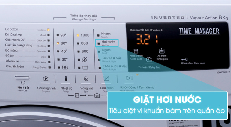 Giá máy giặt Electrolux Inverter 8 kg EWF10844 bao nhiêu ?