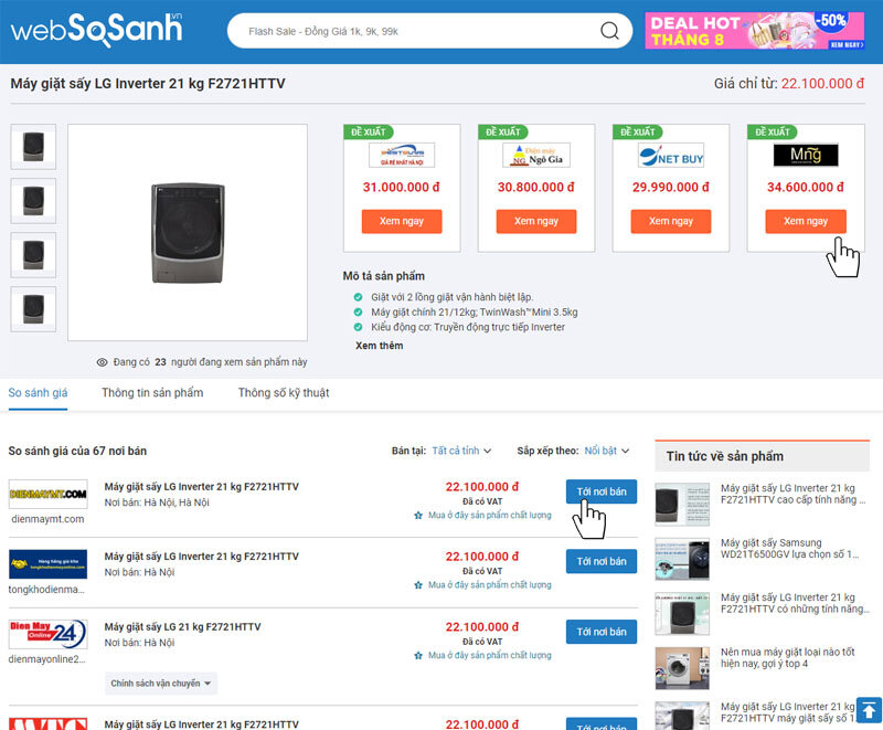 Mua hàng giá rẻ nhờ sử dụng Websosanh.vn