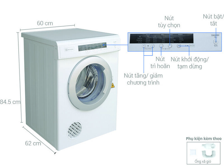 máy sấy quần áo Electrolux 9kg