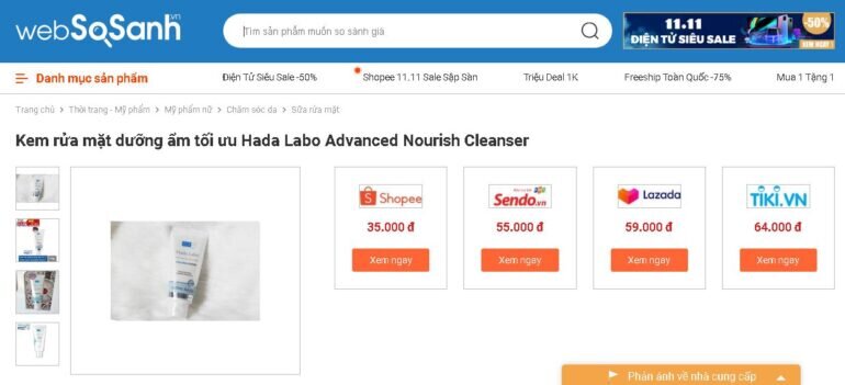 Sữa rửa mặt cho da khô Hada Labo 80g - Giá rẻ nhất: 35.000 vnđ