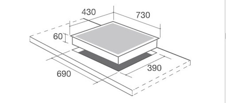 Kích thước lắp đặt bếp từ đôi Canzy CZ-9987