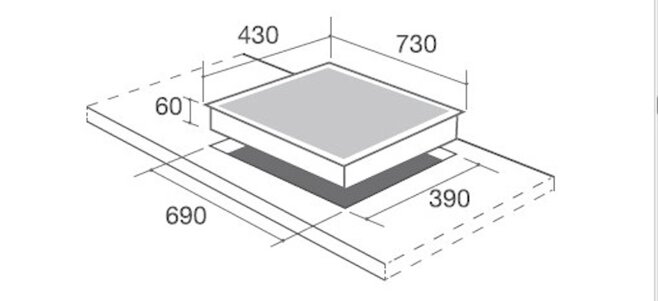 Kích thước lắp đặt bếp từ đôi Canzy CZ-9987