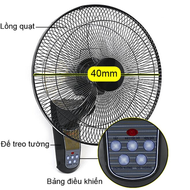 Quạt treo tường điện cơ QTT400X-HĐ vận hành êm ái, giảm thiểu được tiếng ồn.