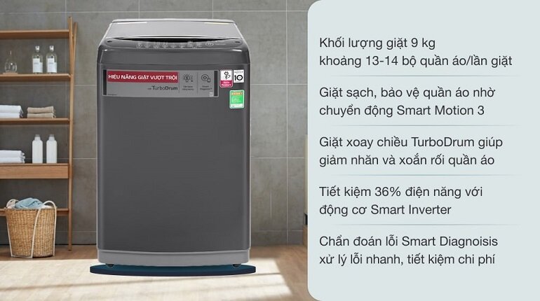 Máy giặt LG Inverter 9 kg T2109VSAB