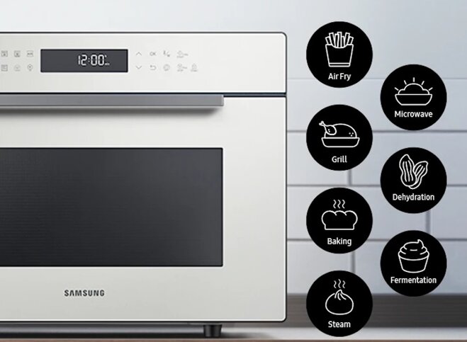 Lò vi sóng Samsung MC35R8088LE/SV 7 trong 1 biến nhà bếp của bạn thành thiên đường tiện nghi!