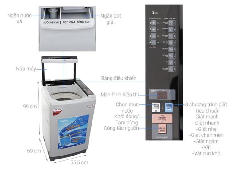 Máy giặt Aqua 8.0 Kg AQW-S80AT - Giá tham khảo: 3.700.000 vnđ