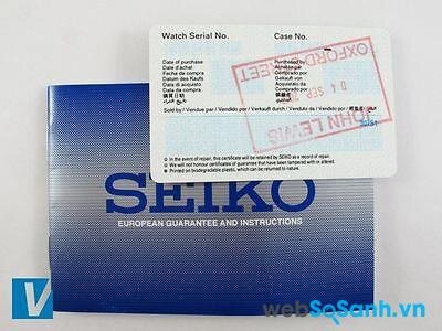 Giấy bảo hành cho đồng hồ Seiko