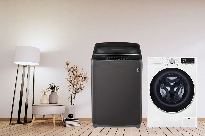 Tuy có thiết kế khác nhau nhưng máy giặt LG 10.5kg T2350VSAB và LG FV1450S3W2 đều có kích thước nhỏ gọn, phù hợp với nhiều không gian khác nhau