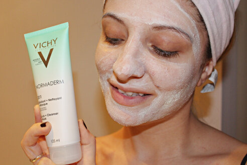 review tẩy da chết cho da dầu vichy normaderm 3 in 1